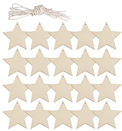 SUPVOX 100 Stücke Baumschmuck Christbaumschmuck Holz Stern Holzscheiben mit Loch Weihnachten Holzanhänger Geschenkanhänger Tags Holzsterne Weihnachtsbaum Deko Weihnachtsdeko Anhänger