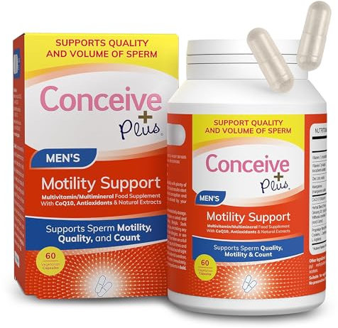 Conceive Plus Men's Motility Support Supplement - Boost Sperm Quality & Count - Male Fertility Supplements for Hormonal Balance, Reproductive Health & Fertility, Ginseng, Zinc, CoQ10-60 Capsules