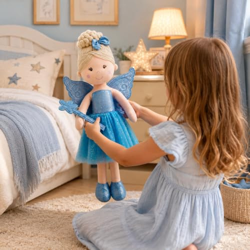 Sweety Toys 13265 Stoffpuppe Fee Prinzessin Plüschtier, Blau, 60 cm | Plüschtier für magische Momente im Kinderzimmer.
