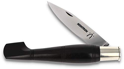 Nontron Messer - 12 cm - Griff Ebenholz - Klinge XC75 Carbonstahl - Frankreich Taschenmesser - Fixierung Drehring Virole