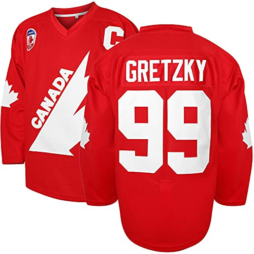 Gretzky #99 Team Kanada Eishockey Jersey Weihnachten Sommer genäht Rot