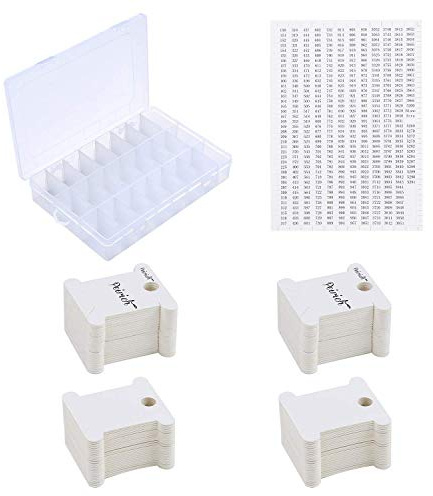Peirich Stickgarn Organizer Box - 24 Fächer mit 100 Hartseiden-Spulen und 459 Farbnummernaufklebern - Großes Geschenk für den Muttertag
