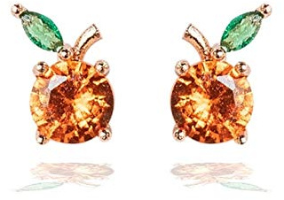 SALAN S925 Anti-allergie Post 18 Karat Vergoldete Zirkon-Ohrstecker Mode Kristall Ananas Banane Pfirsich Apfel Zitrone Kirsche Frucht Ohrstecker