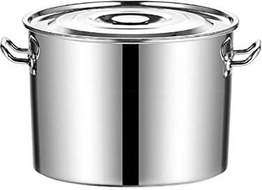 WHLMYH POT Zuppiera con coperchio, 30 cm in acciaio inox pentola a induzione, grande capacità, con coperchio, adatto per varie fonti di calore, argento, 30 cm x 20 cm