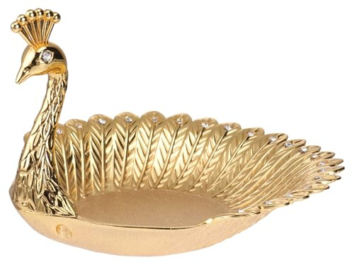 Happyyami Fruit Tray Gold Zinc Alloy Snack Plate Storage Tray for Fruit Desserts Candy and Dry Food Smooth Polished Edges for Home Dining Room Kitchen Desktop and Party Decor