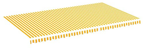 Susany Markisenbespannung Wasserabweisend Markisestoff Markisentuch Ersatzstoff mit Volant Markisevolant für Markise Gelb Weiß 6x3,5m