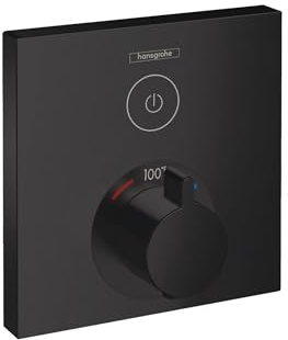 hansgrohe ShowerSelect Modern Thermostatic Shower Valve Trim with Temperature Control in Matte Black, 15762671