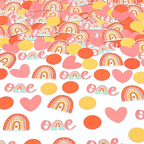 Cheereveal Boho-Konfetti: 200 Stück Rosa & Retro-Rot für 1. Geburtstag, Boho-Motto-Party, leicht & wiederverwendbar