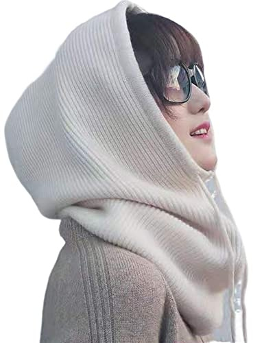 DDMINE Femmes Hiver Bonnet Chapeau Cachemire Femme tricoté écharpe à Capuche Cagoule for Femmes Coupe Laine Casquette (Color : Beige, Size : One Size)