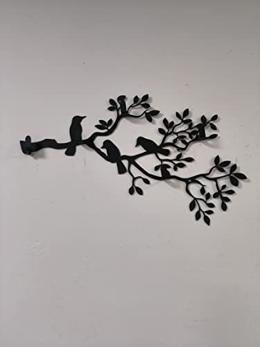 Porte-Manteau Mural en Métal - Cintre Oiseaux, Décoration d'Intérieur, Porte-Chapeau, Porte-Clés, Patères d'Entrée, Étagère 60x32cm