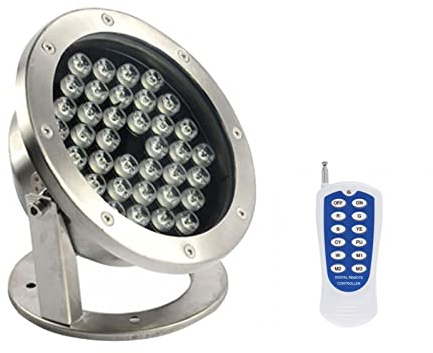 LGJEGD Led Spot Lichter Unterwasser Lichter 12v/24V 36w Edelstahl IP68 Wasserdicht Brunnen Lichter Landschaft Licht (Color : RGB+Remote Control, Size : 12v)