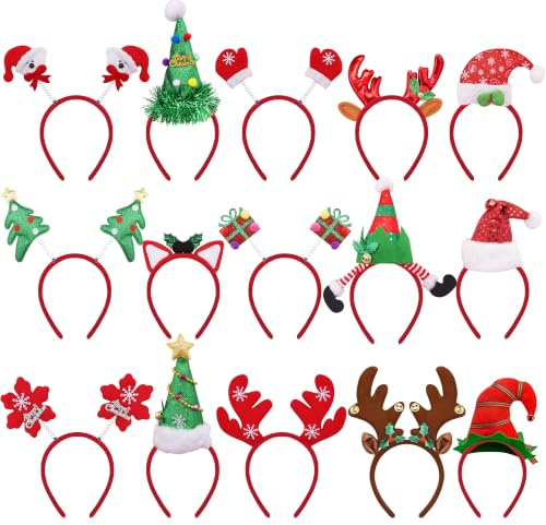 BQTQ 15 Stück Weihnachten Stirnbänder Weihnachts Haarreifen Weihnachts Kopfschmuck Weihnachten Haarband Weihnachten Haarschmuck für Weihnachten Party Favor