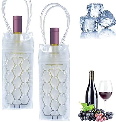 2 pezzi refrigeratore per vino, borsa per vino ghiaccio, bottiglia di vino in gel, refrigeratore refrigerante per frigorifero e bevande, borsa per congelatore trasparente