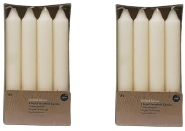 Stabkerze Kerze 2 x 8er-Set (16 Stabkerzen) – Brenndauer: 5 Std., rußfrei – für Kerzenständer, Kerzenhalter - Kerze, Adventskranz, Advent, Weihnachten, Deko, Gastro, Hochzeit – (elfenbein)