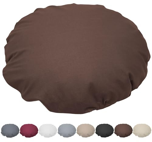Nurtextil24 Kissen Rund 50cm Ø Durchmesser Braun Sitzkissen Dekokissen | Rundkissen 100 % Baumwolle mit Reißverschluss - Verwendung als Bodenkissen, Stuhlkissen, Sofakissen, Kopfkissen - Waschbar