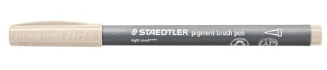 STAEDTLER Pigment Brush Pen 371 – Sand Hell, 10 Stück | Pinselspitze, wasserbasierte Multi Ink Tusche, lichtbeständig – Art.-Nr. 371-407