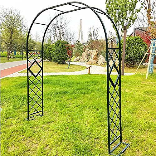 Rosenbögen, robuster Gartentorbogen, verzinkt, wetterfest, extra breite Gartenlaube für Kletterpflanzen, Hochzeitsdekoration, Schwarz, 180 x 230 cm
