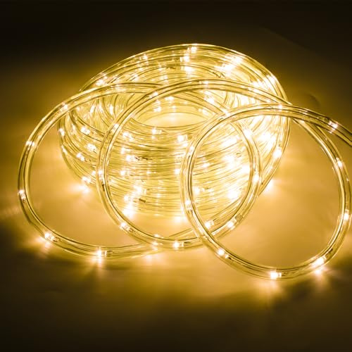 Daromigo LED Schlauch Außen, 50m 1200 LEDs, Wasserfest Mit Timer & 8 Modi Lichtschlauch, Warm-Weiß für Außen Innen Party Hochzeit Weihnachten Dekolicht
