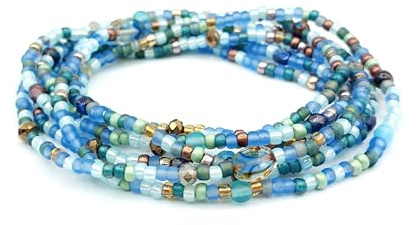 ARMBAND blau grau matt handgefertigt Wickelarmband Handmade in Germany Halskette Lagenarmband Ibiza Style
