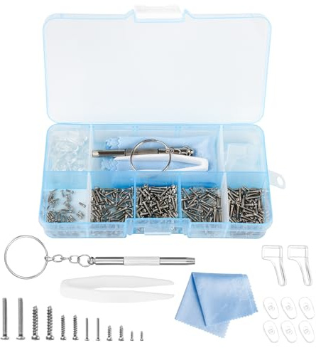 ONEWEST Brillen Reparaturset,10 Paar Brille Nasenpads,Nasen Pads Brillen Reparatur Set mit Aufbewahrungsetui mit kleiner Mutter,Pinzette,Miniatur Schraubendreher,Reinigungstuch,Ohrbügel