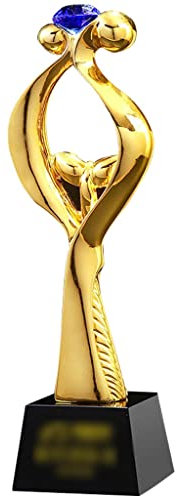 HLUONGTN Trofei Premio Coppe per Papà Trofeo in Resina a Forma Di Piantina D'Oro, Coppa per i Vincitori Del Concorso con Base in Cristallo/D Black/8X29Cm