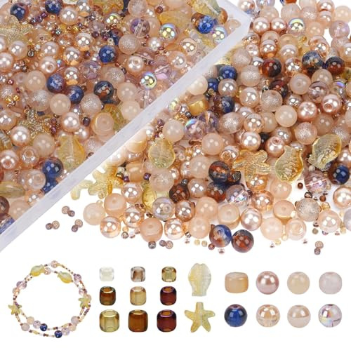 Minnhua 760 Stück Glasperlen zum Auffädeln Perlen für Armbänder selber machen Perlen Set Erwachsene 8mm Grau Glass Beads für Schmuckherstellung DIY Halsketten Handwerk Feiertage