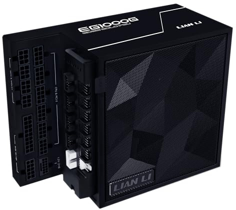 Lian Li EDGE1000W Fully Modular Low-Noise ATX Power Supply - ATX 3.1 & PCIE 5.1 Compliant - Cybenetics Gold Efficiency - 12V-2x6 Cable - L-Shape Design - with USB/Fan Hub - Black (EG1000G.BH)