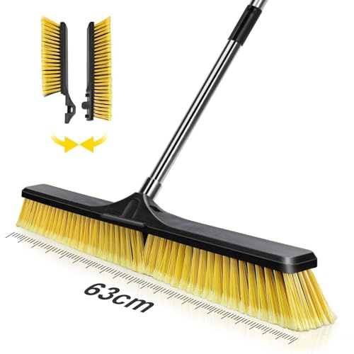 24 Push Broom,Masthome Industrial Broom with Stiff Bristles,Outdoor Broom Heavy Duty and 55 Long Handle,Heavy Duty Broom Brush for Garage Yard Patio Warehouse Concrete Floor Cleaning