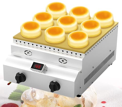 BOBVB Commercial Souffle Machine with Lid, Non-Stick Donut Maker Waffle Iron Machine, Gas Countertop Dorayaki Making Machine, Real-Time Temperature Display, for Home Kitchen Restaurant Bakery A