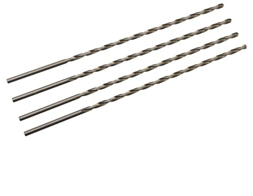 4Pcs 200mm Extra Long HSS Drill Bits for Metal, Wood, Plastic, and PVC Drilling Set for Electric Drills (4mm)