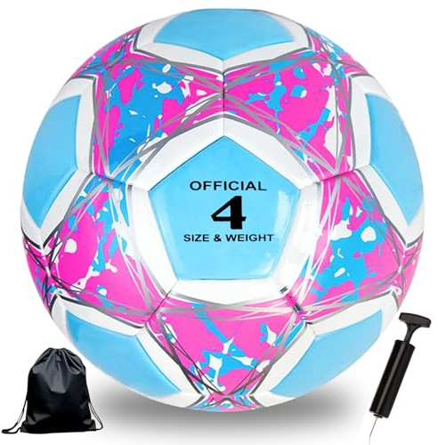 Astis Größe 4 Fußball Unisex–Erwachsene Hybrid Training Fußball für Kinder und Erwachsene Fußballfans Artikel Fußballliebhaber Geburtstagsgeschenk Regelmäßiges Spiel (Blau Rosa, Größe 4)