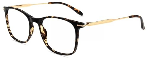 firmoo Blaulichtfilter Brille Damen Herren Rechteckig Metall Computerbrille Entspiegelte Nerdbrille, Blaulicht UV Schutzbrille ohne Sehstärke