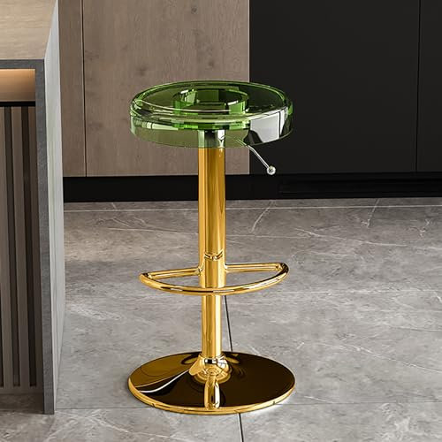 Moderner Barhocker aus Acryl mit verstellbarem Drehgelenk, Barstuhl für Küche, Grün, Gold, Hebestange