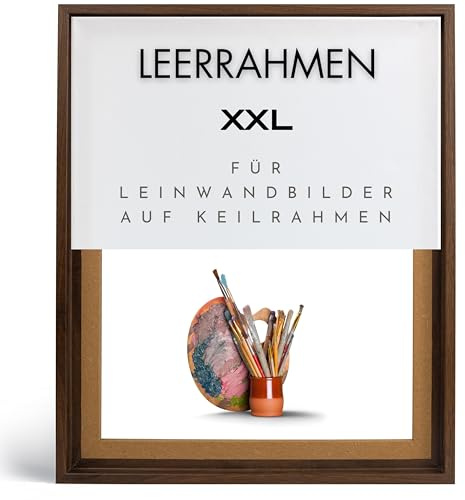 NB Akzent Schattenfugenrahmen XXL 90x120 cm - Walnuss – Leerrahmen mit Tiefeneffekt aus MDF Holz in zerlegter Form – für Leinwandbilder auf Keilrahmen