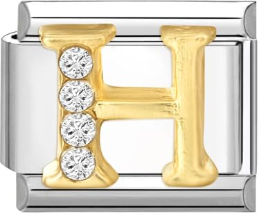 papasgix Italian Style Charms Bracelet Italien Lettres A-Z Italian Charm Bracelet Charms Et Breloques Pour Femme Modules Amovibles pour Bracelets Italiens 9 mm Acier inoxydable