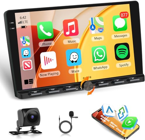 [4+64G] Motorsi 2 DIN Autoradio con Kabelloses Carplay, 9 IPS Bildschirm Android Auto Pantalla táctil con Android Auto/GPS/Bluetooth/SWC/FM/RDS/WiFi/USB Radio Receptor+Cámara Trasera