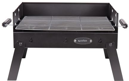 Cofan Barbacoa de carbón portátil | Parrilla de acero cromado | Barbacoa plegable | Con asas laterales | Ideal para camping, jardín y terraza | Medidas: 45,5 x 34,5 x 31,5 cm
