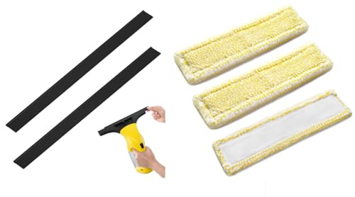 Compatible with Karcher Window Vac Accessories 2 Pcs Replacement Window Vac Blades 280mm Suitable for Wv2 Wv5 250/170/280 and Other Models (with Yellow Replacement Rags * 3)