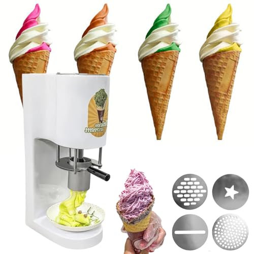 flatpincololee 80 W Spaghetti-Eismaschine für Gewerbe/Zuhause – Eispresse aus Edelstahl mit 4 Formformen, Fruchtsorbetmaschine für Eisdielen und Dessertläden, 12kg White