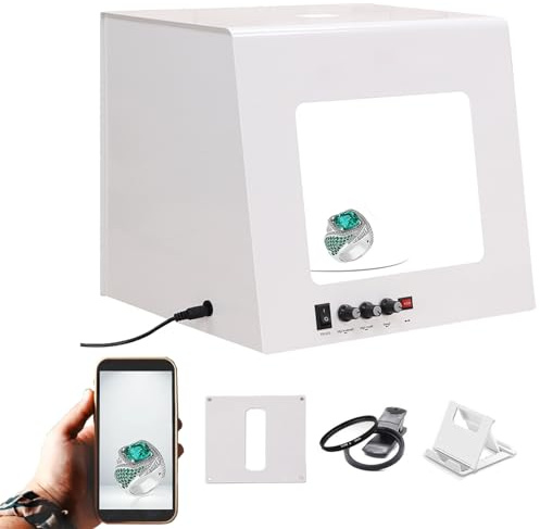 Kit di illuminazione professionale for fotografia di gioielli con funzione di rotazione elettrica a 360°, configurazione for immagini straordinarie di pietre preziose e gioielli, velocità regolabile