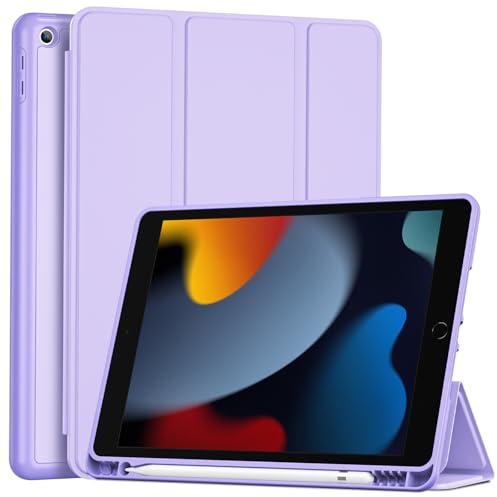 ProCase Funda para iPad 9a 2021 /8a 2020/7a 2019 10.2, Carcasa Protectora Ultrafina con Soporte Integrado, Función Auto-Reposo/Activación y Ranura para Lápiz (iPad 9/8/7 10,2 Pulgadas) -Púrpura