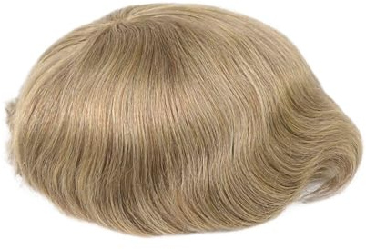 Perücke Männer #18 Ersatzsystem Blondes Herren-Toupet 8x10 Zoll Echthaar Feines Mono Dünnes PU-Haut-Haarteil
