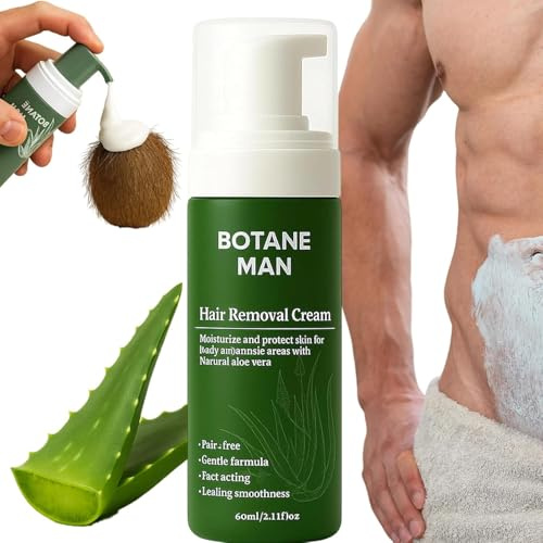 Haarentfernungscreme für Männer: Schnell und sanft, mit natürlicher Aloe-Vera-Formel, feuchtigkeitsspendend und pflegend, für glatte und weiche Haut. Geeignet für Gesicht, Körper und Intimbereich.