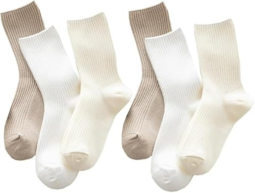 KU Calzini da donna 6 paia di calzini in cotone premium per autunno inverno – calzini sportivi estetici per abbigliamento casual – regalo per donne calzini donna 35-42 (colore chiaro)
