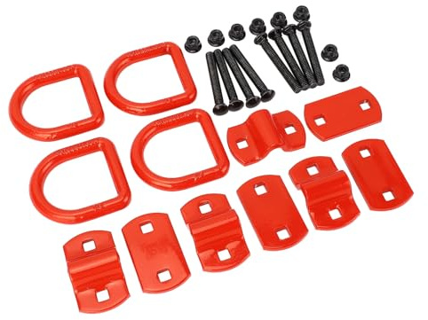 BONKZEBU 1/2-Zoll-D-Ring Zum Anschrauben mit 12125 Pfund Bruchfestigkeit für Anhänger und LKWs, Rostbeständig, 4er-Pack (Rot)