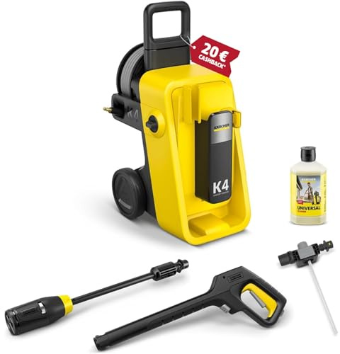 Kärcher pressure washer K 4 Comfort Premium, pressure: max. 130 bar, flow: 420 l/h, area: 30 m²/h, weight: 17 kg, extra flexible high pressure hose, hose reel, 4-in-1 Multi Jet