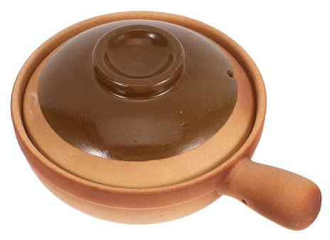 TOBBOMEY Marmite en Terre Cuite 600 Ml Couvercle, Pot de Cuisson Argile Traditionnel, Petite Casserole pour Riz, Soupes et Ragoûts, Adaptée aux Réunions Familiales et Voyages