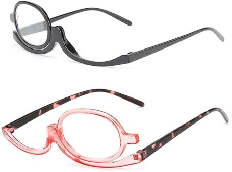 YNR Makeup Reading Glasses Eye Makeup Glasses Make up GlassesFlip Up Lens Magnifying Cosmetic Readers With 180° Rotatable Flip-Down Magnifying Single Lens Make up Helper Glass with 2.5X 3.5X Zoom