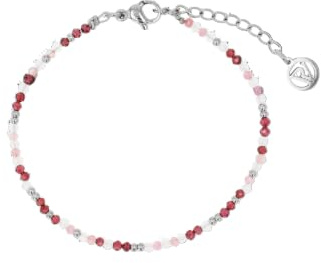 PAUL VALENTINE - Damen Armband Edelstahl - Granat, Tourmalin & Mondstein