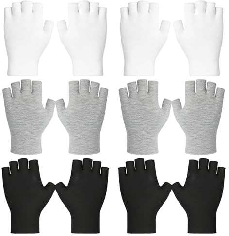 SYEYCW 6 Pairs Cotton Gloves, Fingerless Moisturizing Gloves for Women Men, Thin Cotton Glove for Eczema, for Dry Hands, Eczema, SPA, UV Protection, for Jewellery Inspection, Coin Handling, One Size
